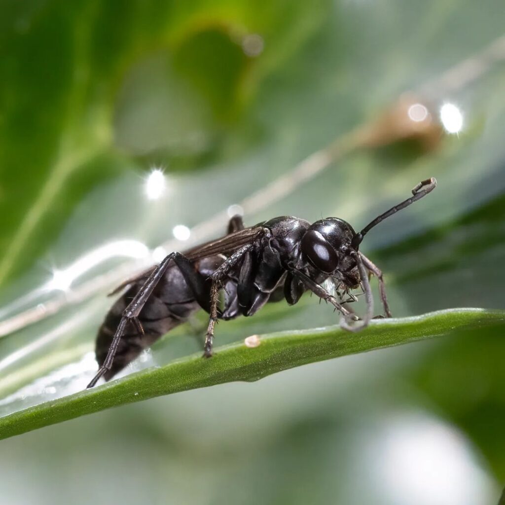 Black Wasp in natural habitat