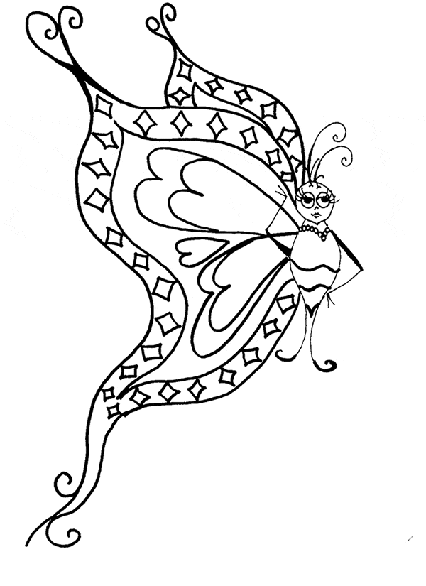 Whimsical Butterfly Coloring Page